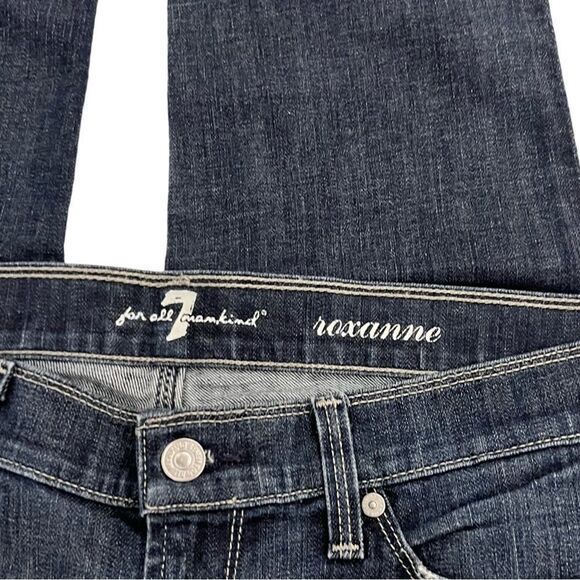 7 for all Mankind Roxanne Dark Wash Mid Rise Slim Jeans - Picture 5 of 7